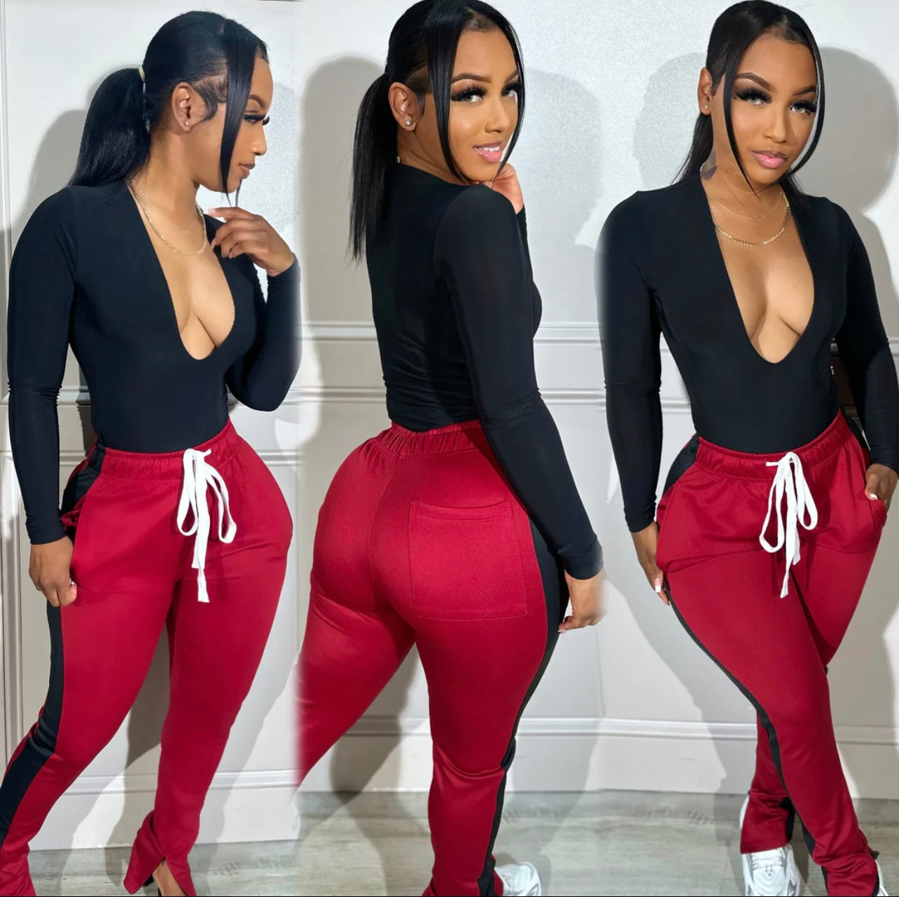 Red Slit Pants
