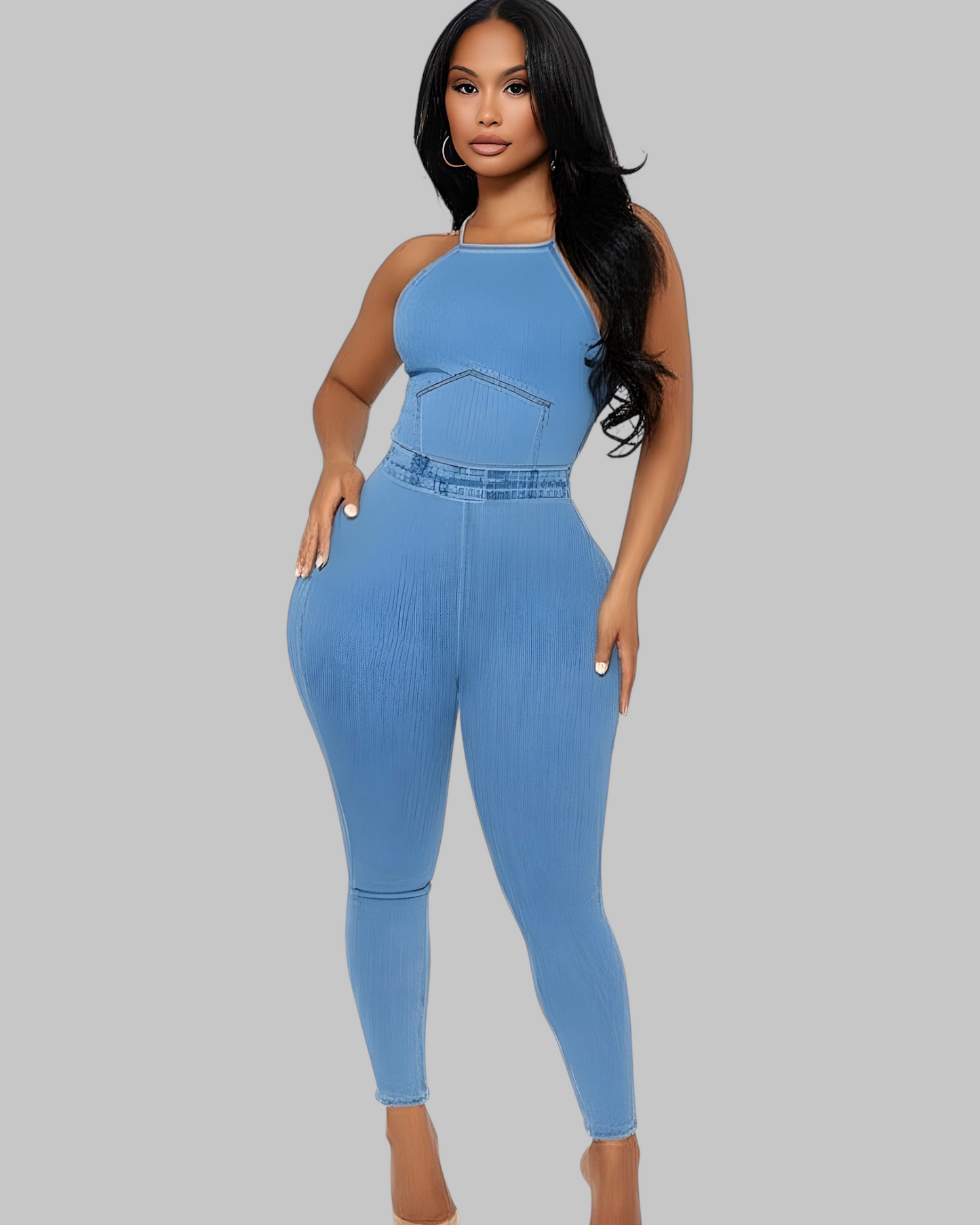 Denim Cross Jumpsuit