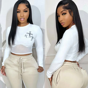 Cross Mesh Crop Top