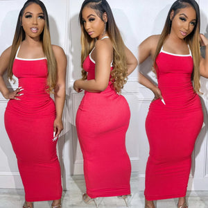Red Ribbed Dress