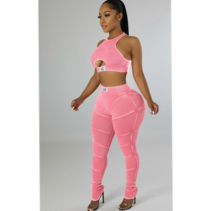 Pink Acid Wash Set