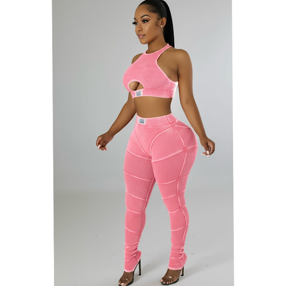 Pink Acid Wash Set