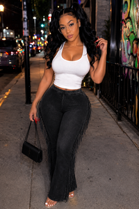 Black Fringe Pants