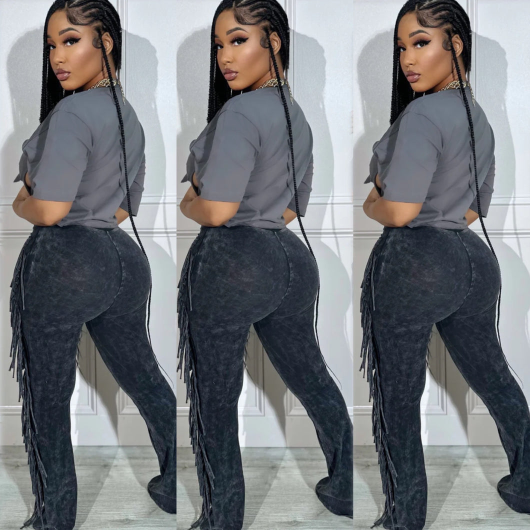 Black Fringe Pants