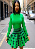 Green Knit Skirt Set