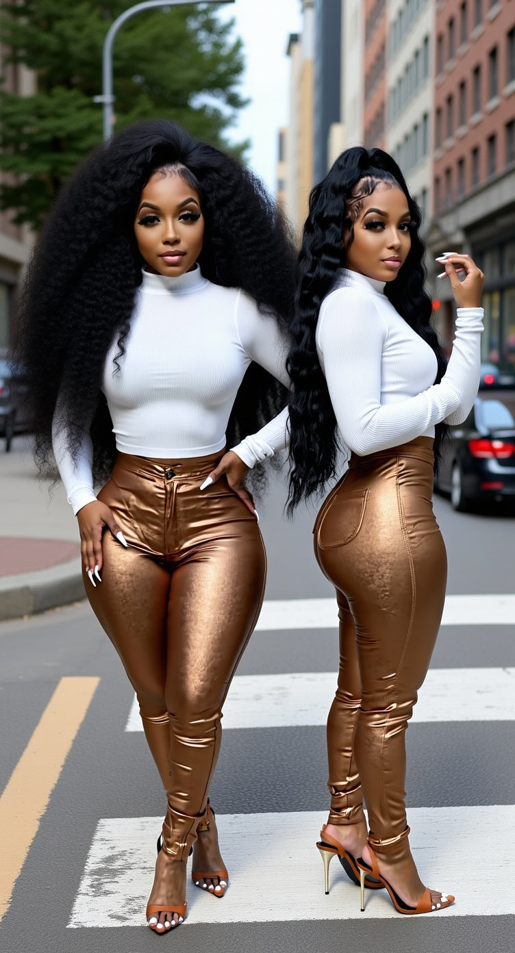 Metallic Bronze Pants