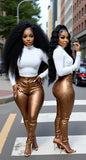 Metallic Bronze Pants