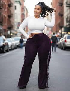Dark Fuchsia Fringe Pants