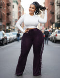 Dark Fuchsia Fringe Pants