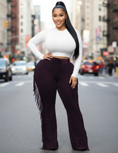 Dark Fuchsia Fringe Pants