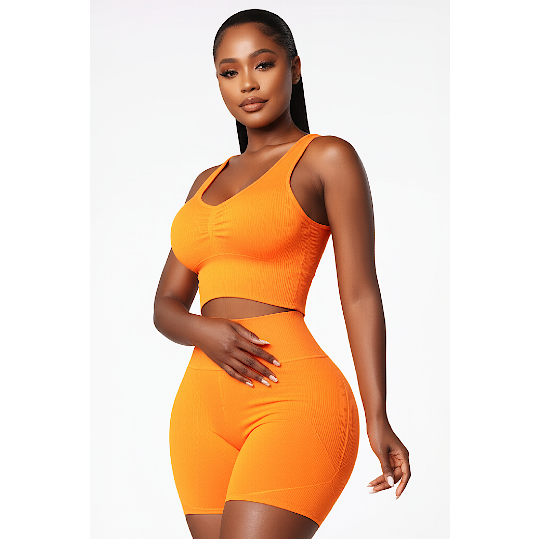 Ribbed Active Shorts Set