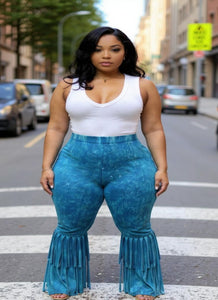 Turquoise Fringe Pants