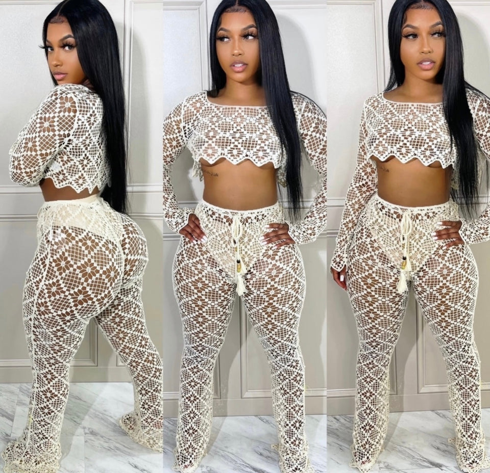 Ivory Crochet Swim Set