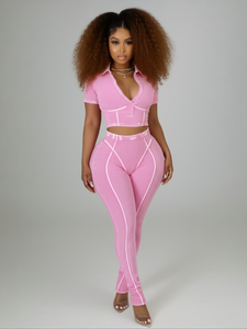 Bubblegum Ribbed Washed Set