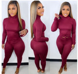Burgundy Turtle Neck Set