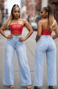 Pleat Denim Jeans