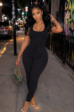 Black Ribbed Jumpsuit