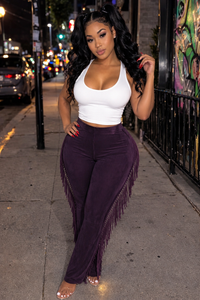 Dark Fuchsia Fringe Pants
