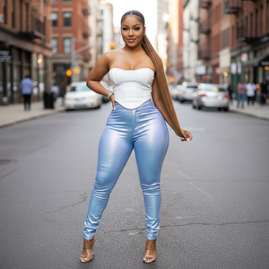 Blue Metallic Pants