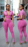 Bubblegum Ribbed Washed Set