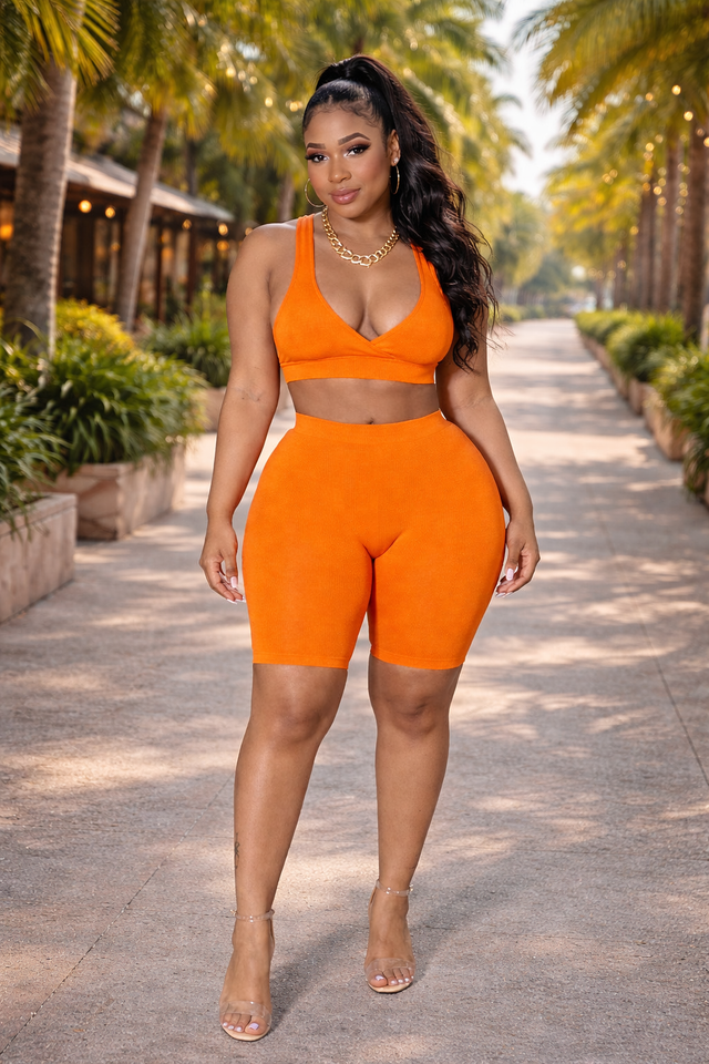 Orange Ribbed Set