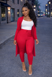 Red Cardigan Set