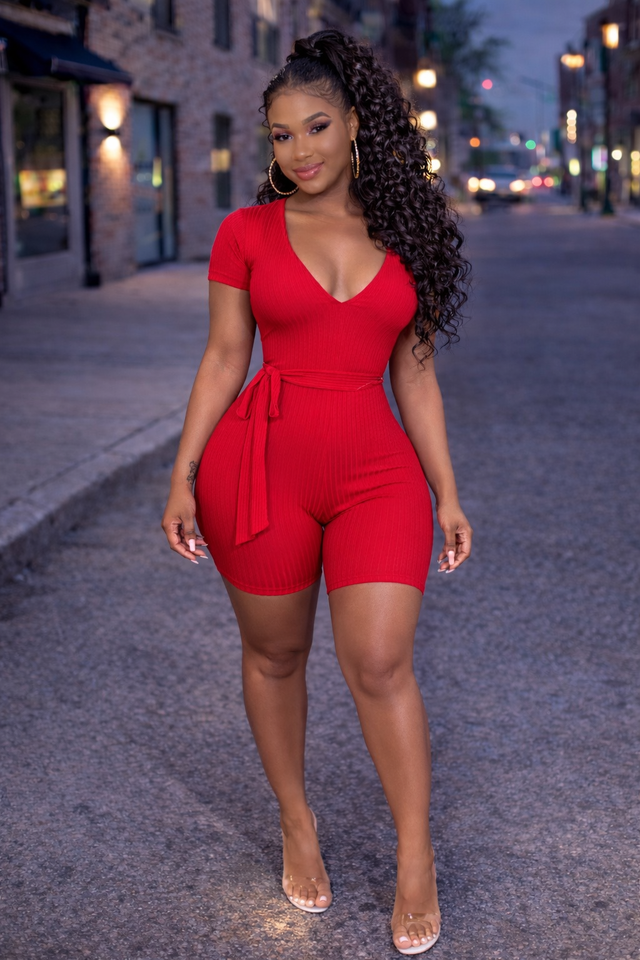Red solid zipper romper Red Solid Romper