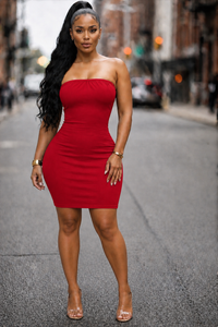 Red tube midi dress Red  Mid Tube Dress