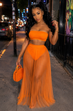 Orange Sheer Skirt Set