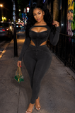Charcoal  Wash Ribbed Set