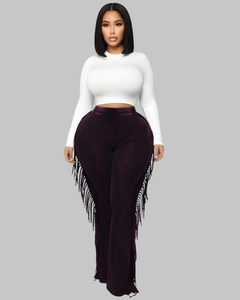 Dark Fuchsia Fringe Pants