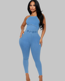 Denim Cross Jumpsuit