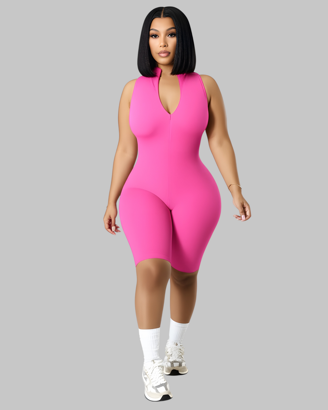 Pink Zipper Romper