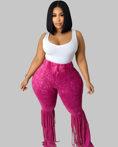Magenta Fringe Pants