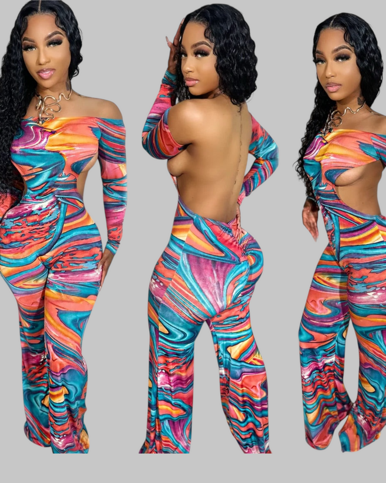 Teal Backless Jumpsuit