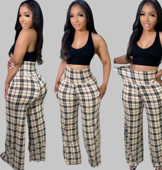 Plaid High Waist Pants