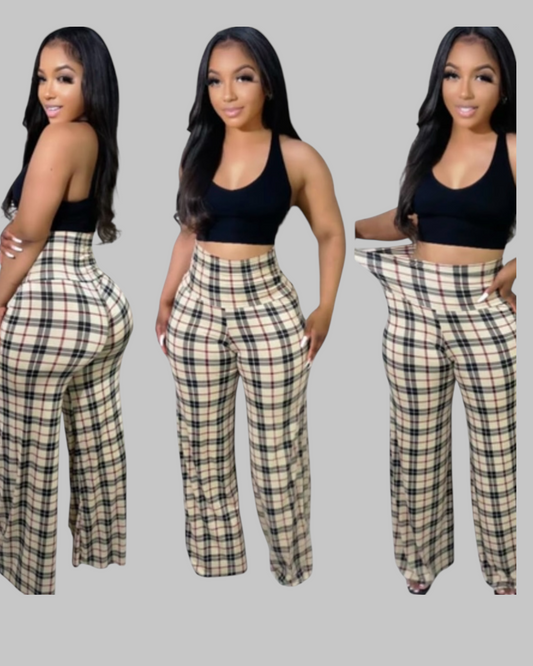 Plaid High Waist Pants