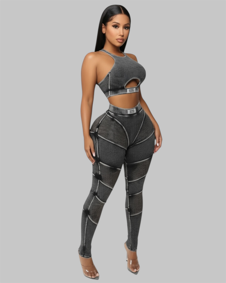 Black Acid Wash Set