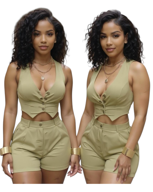 Sage Vest Short Set