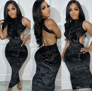 Black Velvet Deep Dress