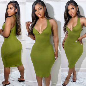 Olive Open Dress