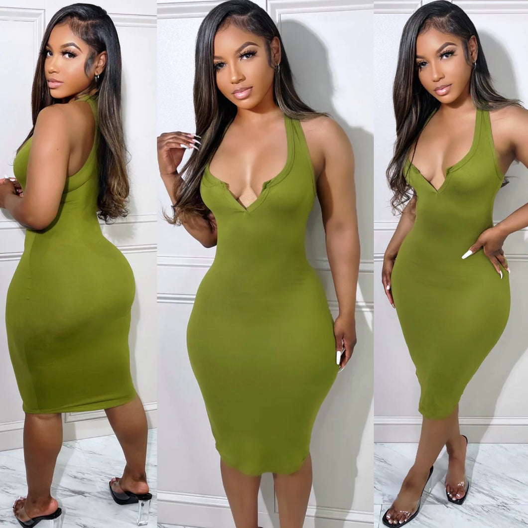 Olive Open Dress