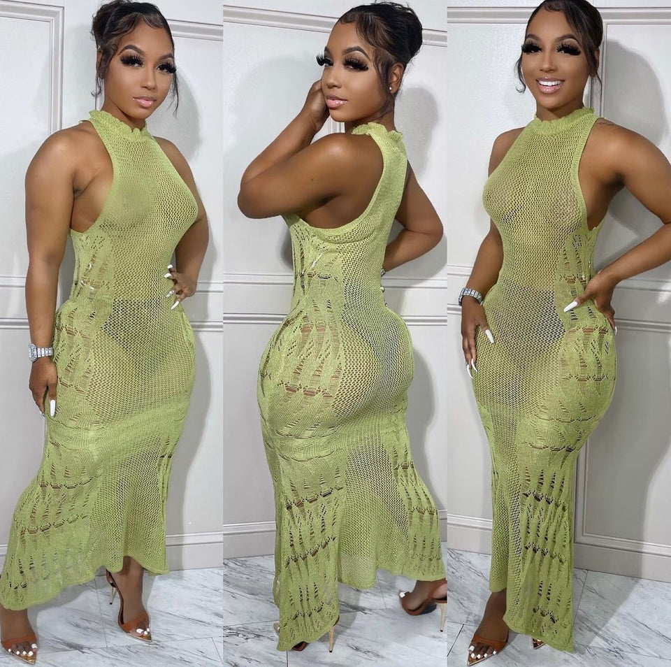 Lime Crochet Dress