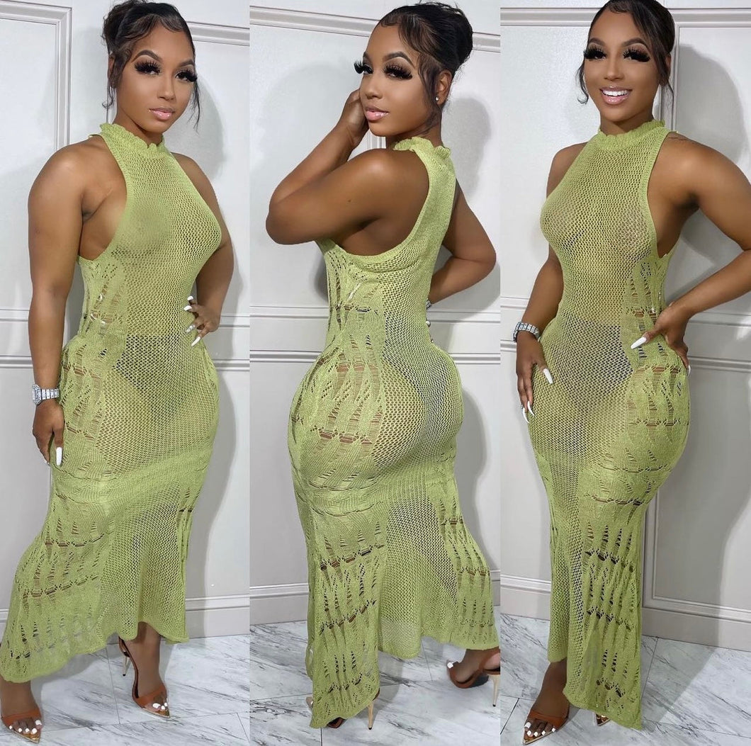 Lime Crochet Dress