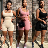 Ribbed Active Shorts Set