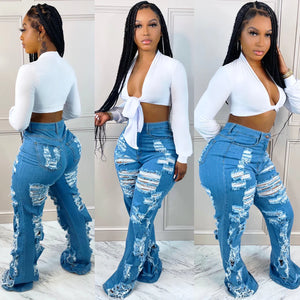 Distressed Flare Jeans