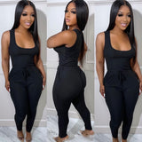 Black Ribbed Jumpsuit