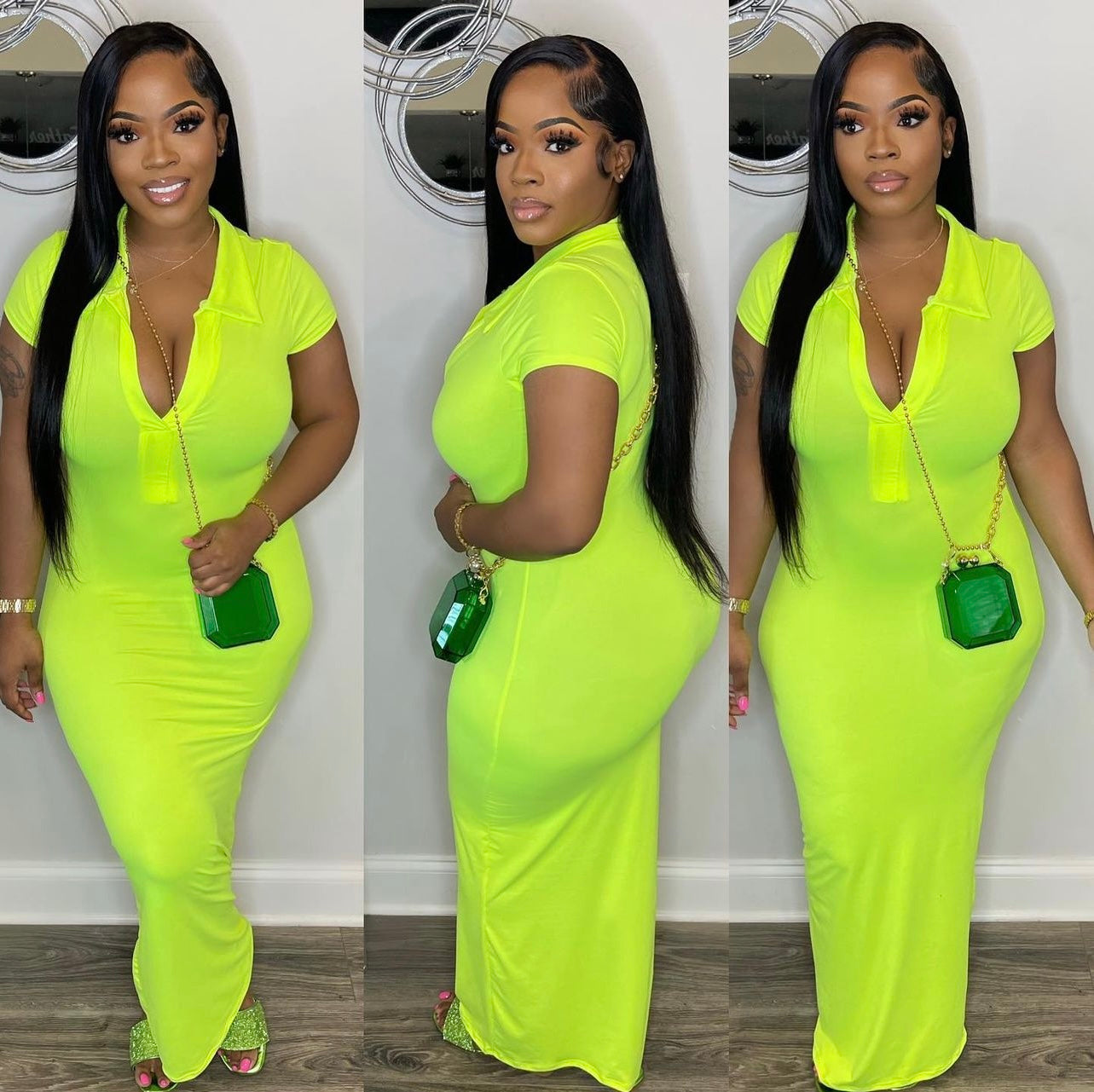 Lime Snap Dress