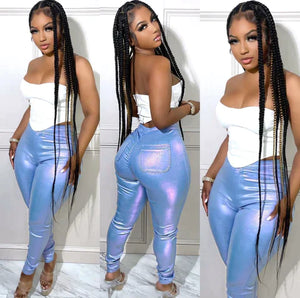 Blue Metallic Pants