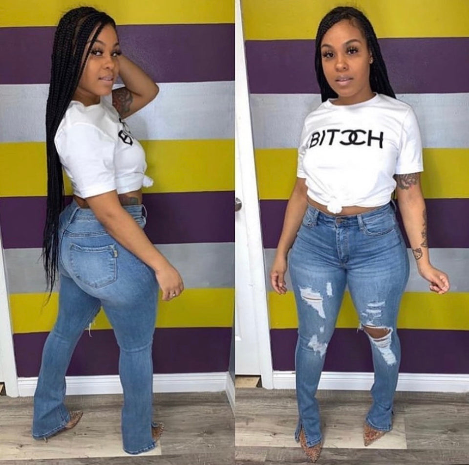 Slit Denim Jeans